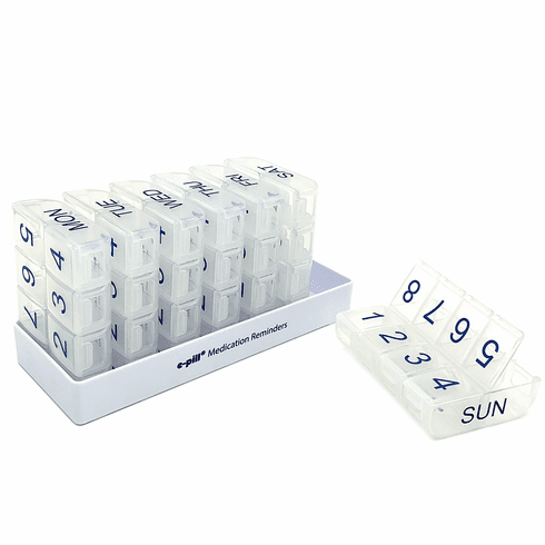 8 Times a Day x 7 Day<br>Clear Pill Organizer
