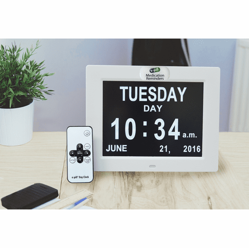 e-pill Calendar Day Clock - <br>up to 6 Daily Alarms