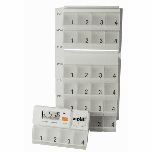 e-pill | MedGlider Weekly | Pillbox <br>w/ 4 Alarm Timer