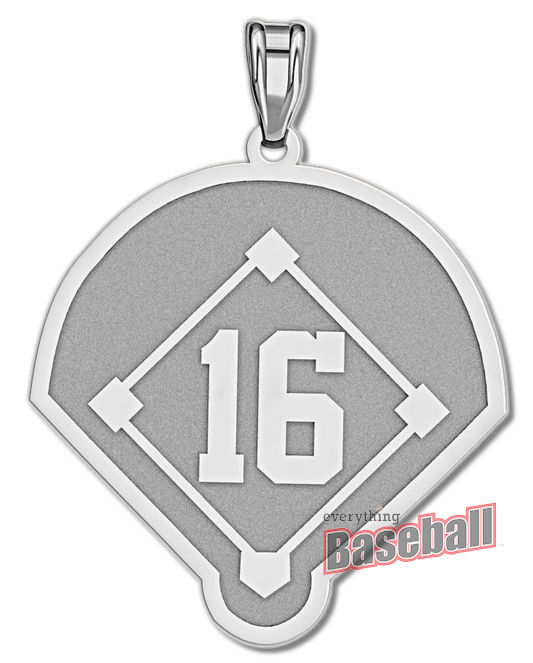 Baseball Diamond with Number Pendant GOLD or SILVER