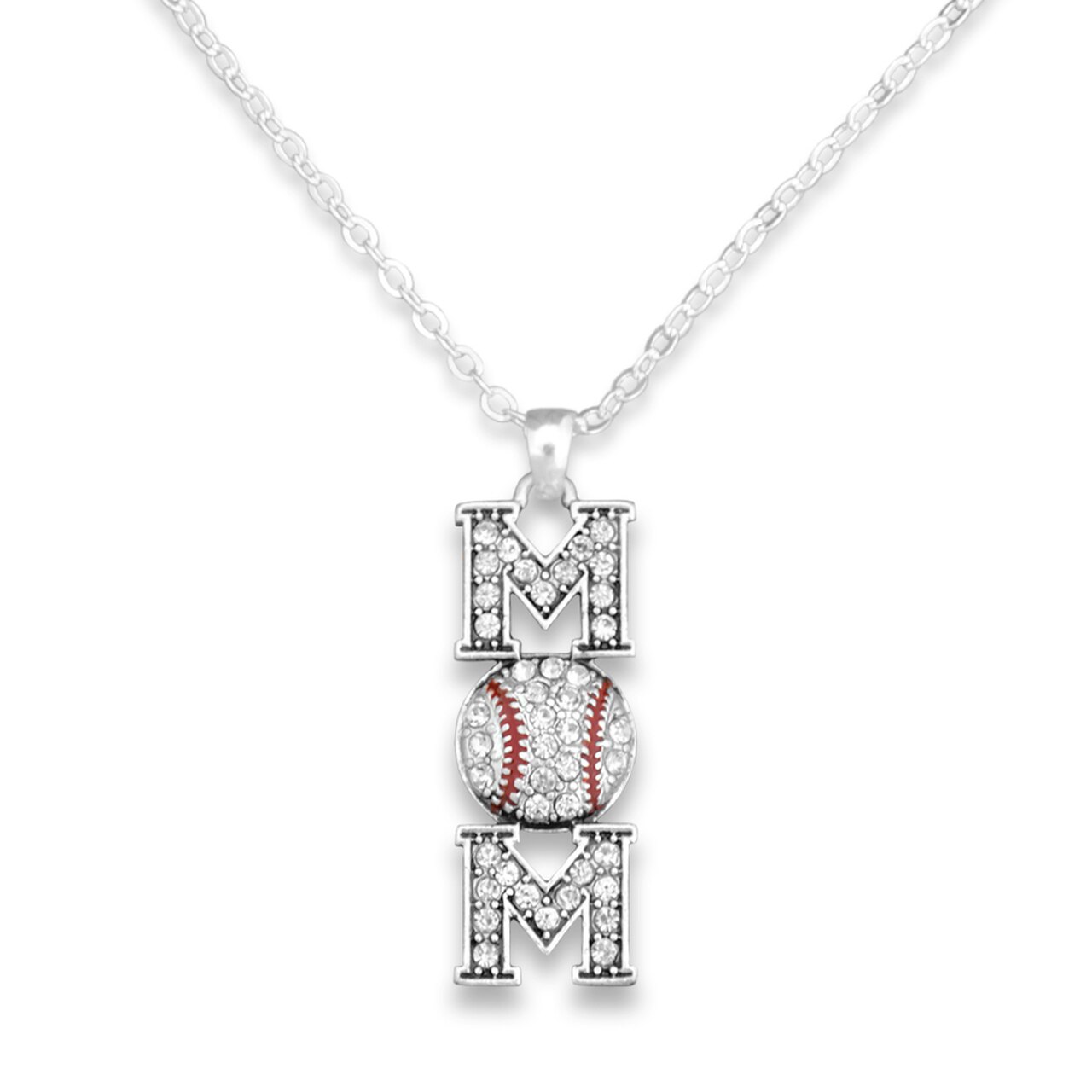 Baseball MOM Crystal Stone Necklace