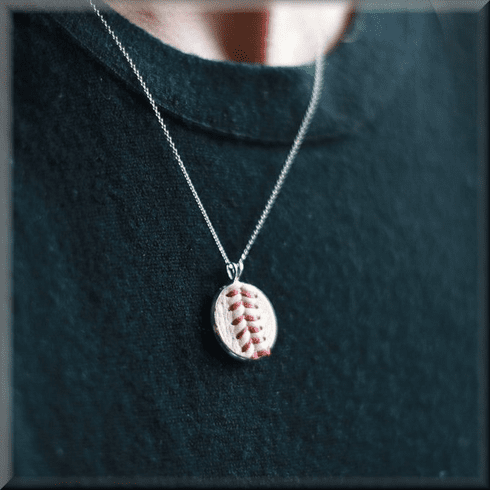 Baseball Seam Dainty Chain Pendant Necklace<br>GOLD or SILVER