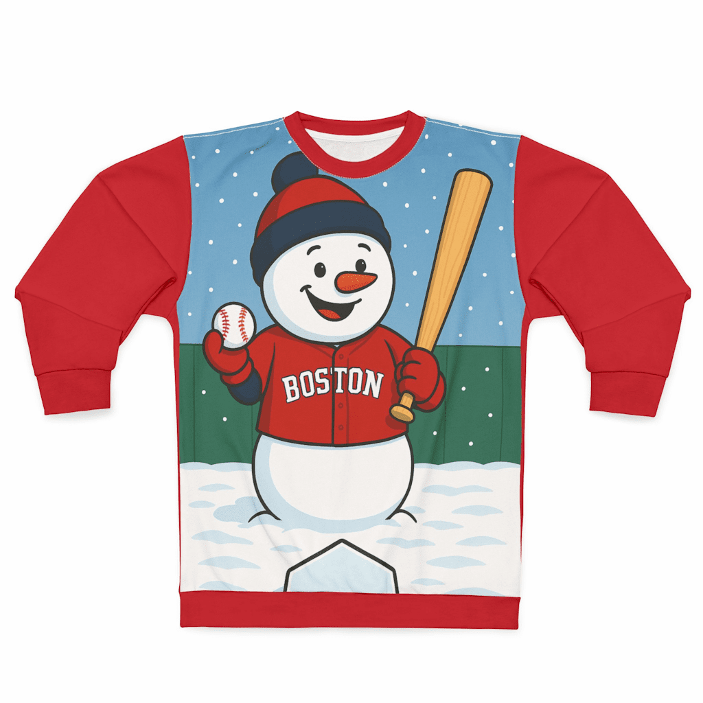 Baseball Team Snowman Crewneck Sweatshirt