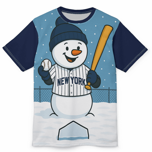 Baseball Team Snowman T-Shirt
