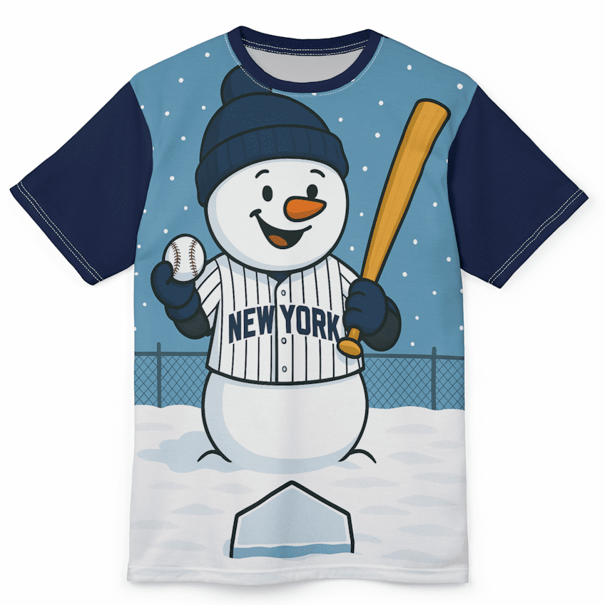 Baseball Team Snowman T-Shirt
