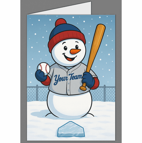 Custom Baseball Snowman Holiday Cards