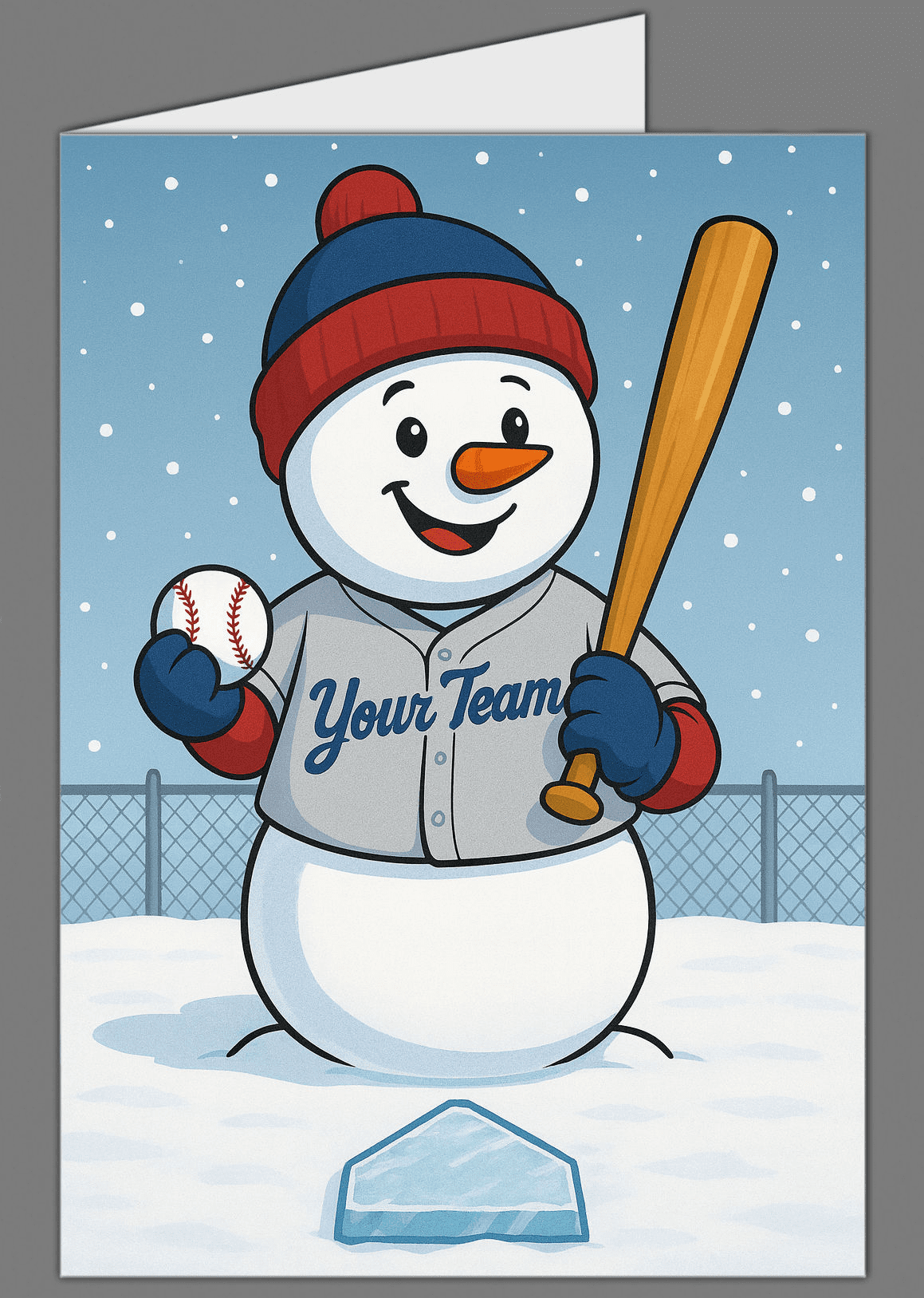 Custom Baseball Snowman Holiday Cards