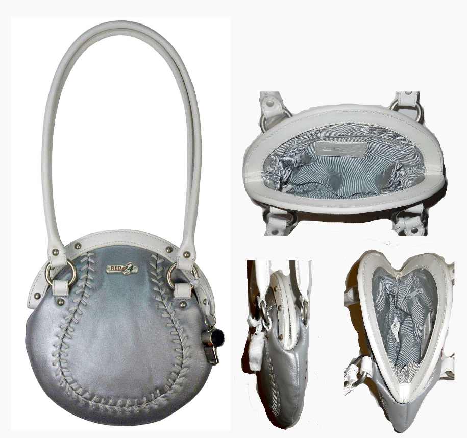 Double Play Leather Baseball Purse Silver Gold