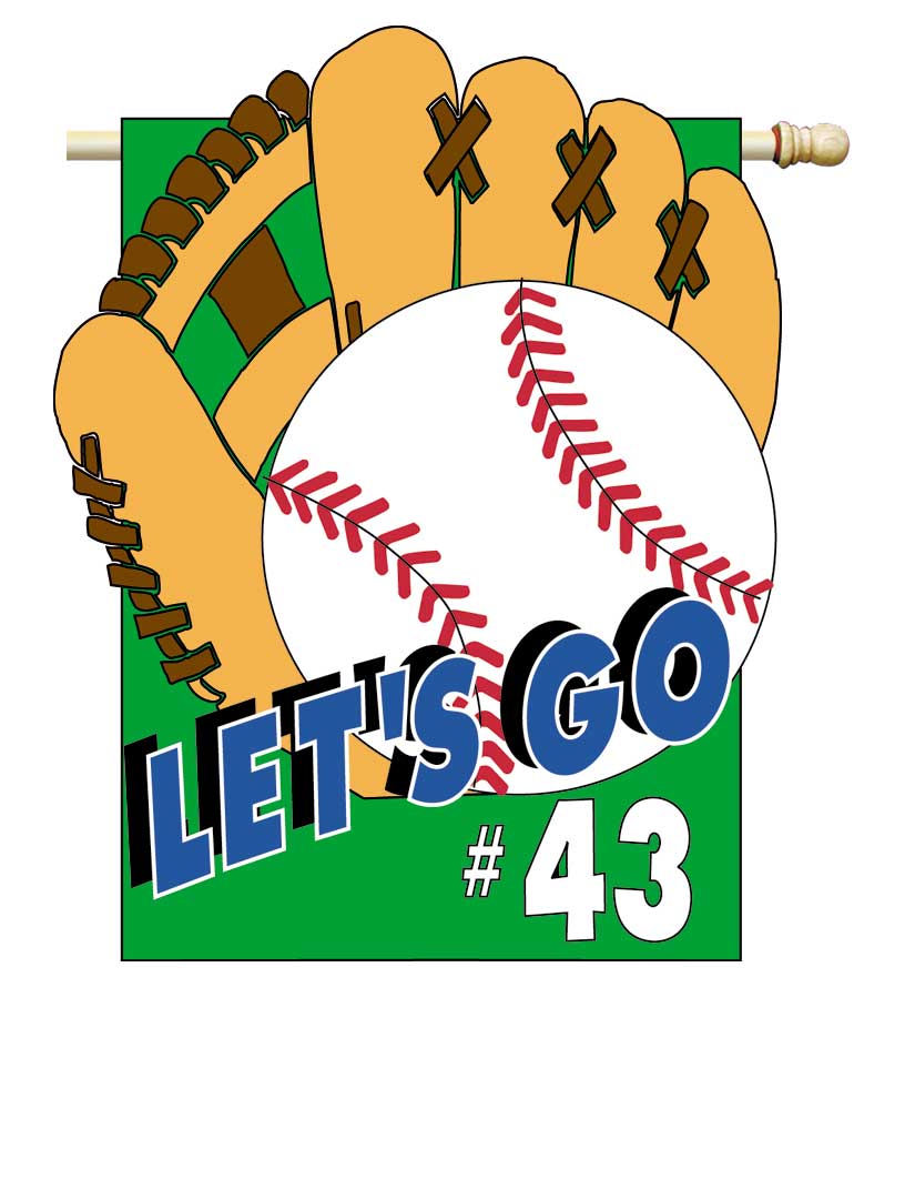 Let's Go Baseball Number Flag RETIRED DESIGN ONLY 1 LEFT!