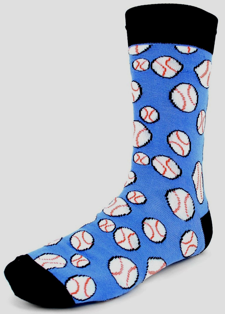 Men's Blue Baseball Dress Socks