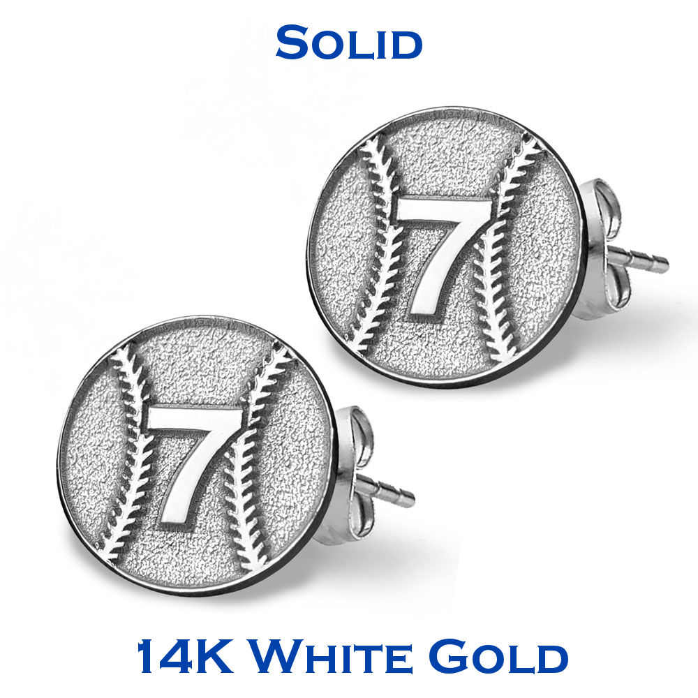 Round Baseball with Number Stud Earrings GOLD or SILVER