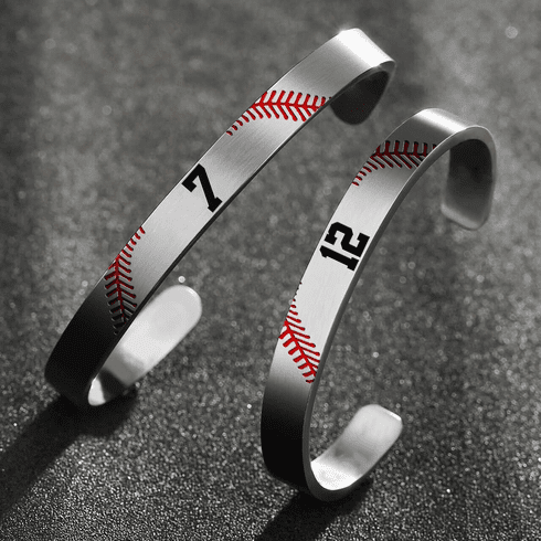 Personalized Baseball Number Bangle Bracelet