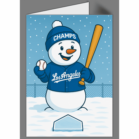 Personalized Baseball Team Snowman Holiday Cards