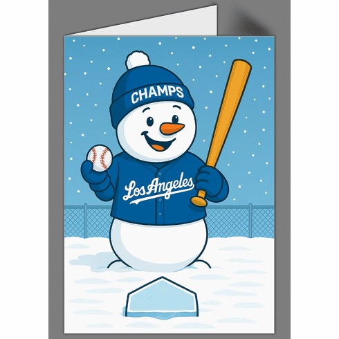 Personalized Baseball Team Snowman Holiday Cards