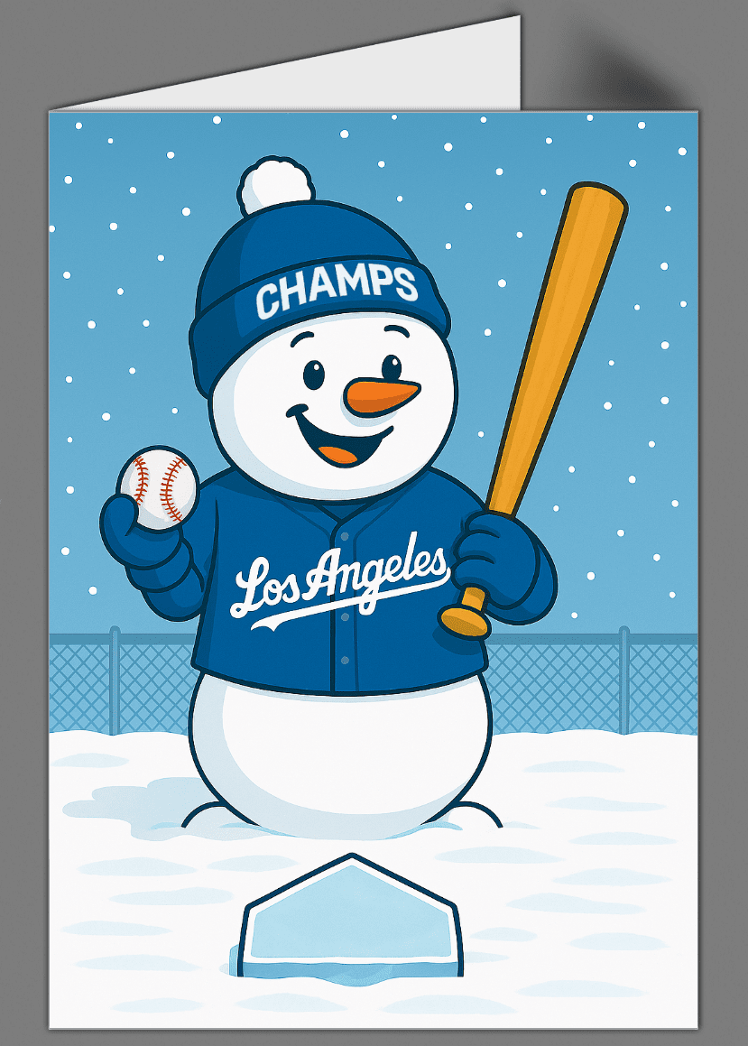 Personalized Baseball Team Snowman Holiday Cards