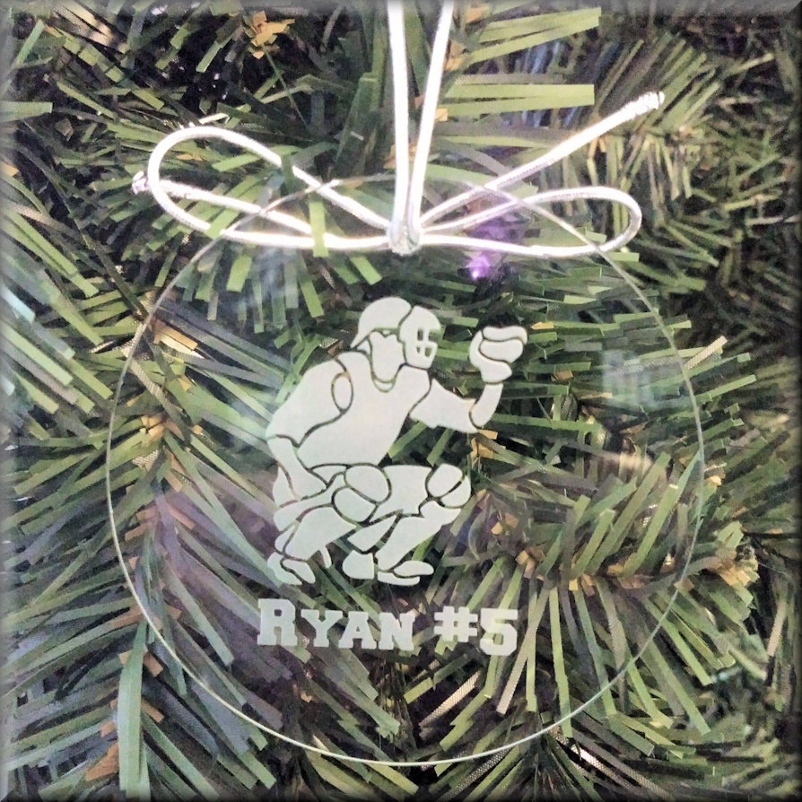 Personalized Round Crystal Baseball Player Ornament 4 OPTIONS!