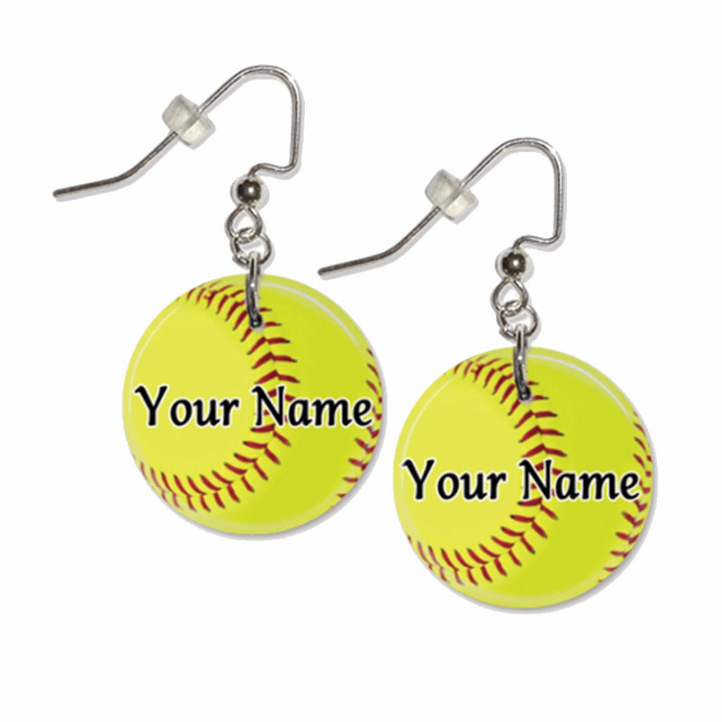 Bestyle 3D Baseball Dangle Earrings, Stainless Steel Hoop, Sport
