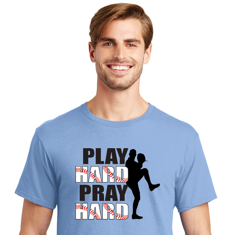 PLAY HARD PRAY HARD Baseball TShirt Choose Your Color Youth Med to