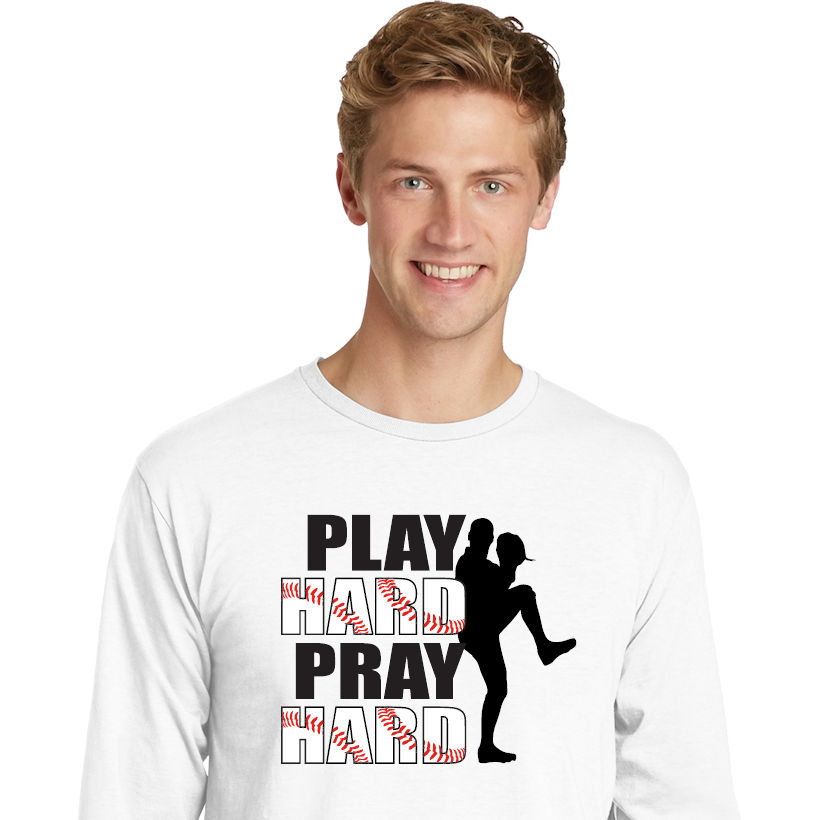 PLAY HARD PRAY HARD Baseball TShirt Choose Your Color Youth Med to