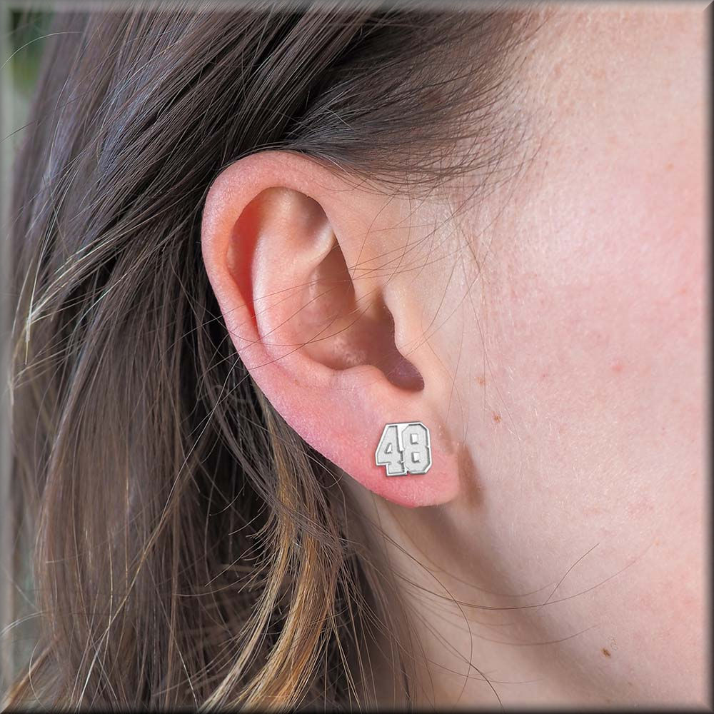 Sports Number Stud Earrings GOLD or SILVER