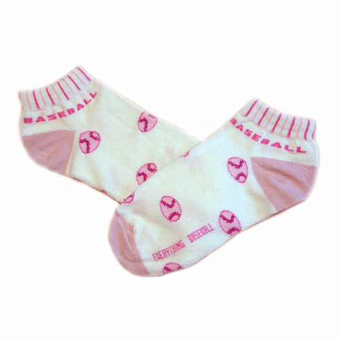 Women's Pink Baseball Ankle Socks
