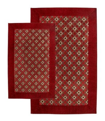2-Piece Accent Rug Set in Burgundy - Alabama Jaquard - 13349