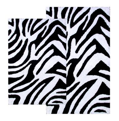 2-Piece Bath Rug Set in Black / White - Zebra - 26709