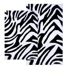 2-Piece Bath Rug Set in Black / White - Zebra - 26709
