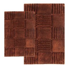 2-Piece Bath Rug Set in Chocolate - Checkerboard - 14567