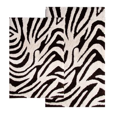 2-Piece Bath Rug Set in Chocolate / Ivory - Zebra - 26708
