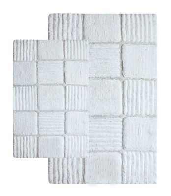 2-Piece Bath Rug Set in Ivory - Checkerboard - 14566