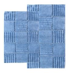 2-Piece Bath Rug Set in Smoke Blue - Checkerboard - 14569