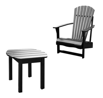 2-Piece Set - Adirondack Chair with Side Table in Black - K-51902-CT-0