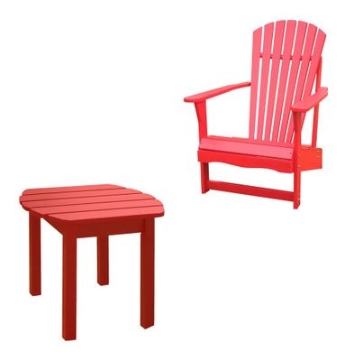 2-Piece Set - Adirondack Chair with Side Table in Red - K-92248-CT-0