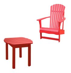 2-Piece Set - Adirondack Chair with Side Table in Red - K-92248-CT-0
