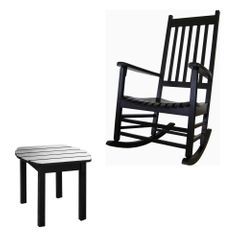 2-Piece Set - Porch Rocker Chair with Side Table in Black - K-51866-51902-0