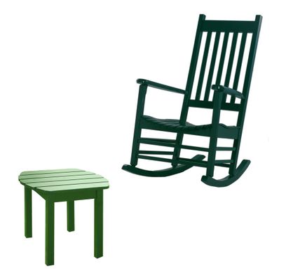2-Piece Set - Porch Rocker Chair with Side Table in Hunter Green - K-51865-51901-0