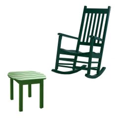 2-Piece Set - Porch Rocker Chair with Side Table in Hunter Green - K-51865-51901-0