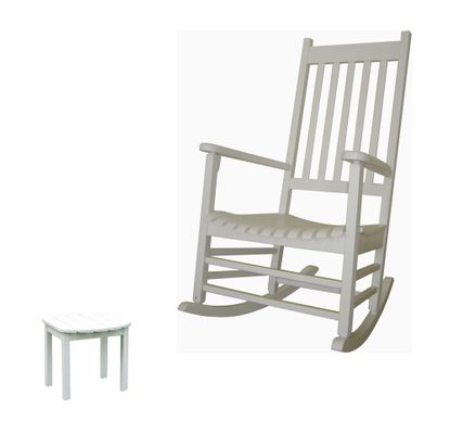 2-Piece Set - Porch Rocker Chair with Side Table in White - K-51864-51900-0