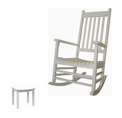2-Piece Set - Porch Rocker Chair with Side Table in White - K-51864-51900-0