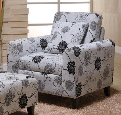 2013 Marietta Club Chair in Black and White Floral Pattern - Armen Living - LC2013CLFAWH