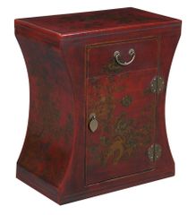 24" Antique Style Hourglass End Table in Red Leather - frc5028