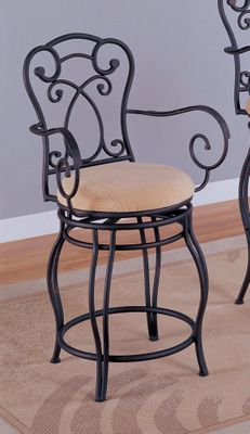 24 Inch Bar Stool in Black Metal / Dark Brown - Coaster
