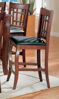 24 Inch Bar Stool (Set of 2) in Dark Cherry / Black Vinyl Seats - Coaster