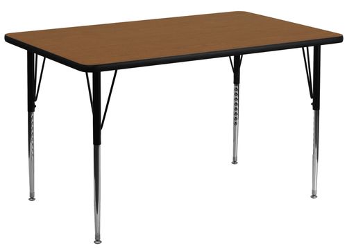 24''W x 48''L Rectangular Activity Table - Standard Height Adjustable Legs - XU-A2448-REC-OAK-H-A-GG