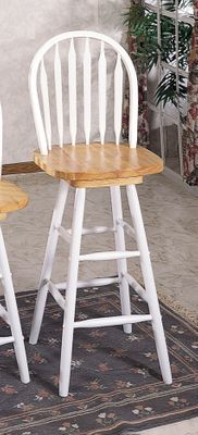 29 Inch Arrow Back Windsor Bar Stool with Swivel Seat in Natural / White - Coaster