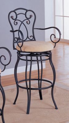 29 Inch Bar Stool in Black Metal / Dark Brown - Coaster