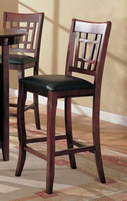 29 Inch Bar Stool (Set of 2) in Dark Cherry / Black Vinyl Seats - Coaster