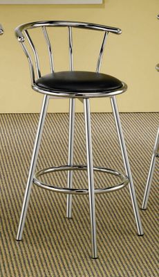 29 Inch Chrome Plated Bar Stool (Set of 2) in Chrome / Black Cushion - Coaster