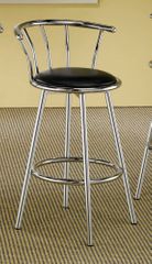 29 Inch Chrome Plated Bar Stool (Set of 2) in Chrome / Black Cushion - Coaster